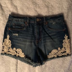 Lace Accented High Waisted Short Shorts